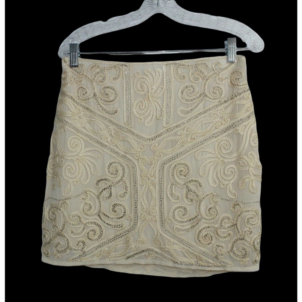 Verty Women's Size Large Embroidered Yellow Mini Skirt - Picture 6 of 10